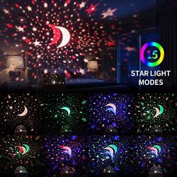 Star Projector, Night Lights for Kids 360-Degree Rotating Star Moon Projection Lamp with LED Timer, Multicolor Stars Night Light Projector for Room Decor, Warm Night Light for Kids (Black)