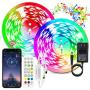 BIHRTC Led Strip Lights 32.8ft RGB Led Lights Strip 300leds 5050 Color Changing Flexible Led Tape Light with Remote Music Sync App Control Power Supply for Bedroom Smart Home Party Decoration