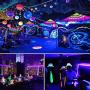 Double-s Black Lights Strip, 33ft/10m IP65 Waterproof Blacklight Ribbon Kit, 36W 600 Units Lamp Beads 12V Strip for Body Paint, Birthday, Fluorescent Home Party, Room Decoration