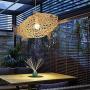 Indoor chandelier lighting Rattan Pendant Lamp, Creative Rattan Fish Lampshade, Hand-Woven Hollow Pendant Light, Nordic Style Chandelier, Natural Bamboo Lamp for Dining Table, Dining Room, Living Room