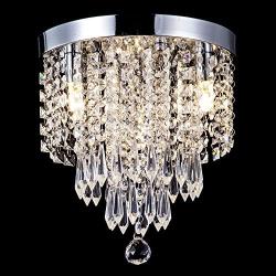 ZEEFO Crystal Chandeliers, Modern Pendant Flush Mount Ceiling Light Fixtures, 3 Lights, H10.2 W9.8 Inches, Contemporary Elegant Design Style Suitable for Hallway, Living Room, Dining Room