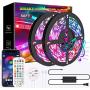 50ft LED Strip Lights with Remote Music Sync LED Lights for Bedroom App Control Color Changing SMD5050 RGB LED Light Strips for Bedroom, Desk, Dorm, TV, Rooms(APP+Remote+Mic+Button Switch)