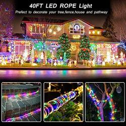 Bebrant LED Rope Lights Battery Operated String Lights-40Ft 120 LEDs 8 Modes Outdoor Waterproof Fairy Lights Dimmable/Timer with Remote for Camping Party Garden Holiday Decoration(Multi-Color)