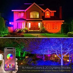 LED Flood Light 100W Equivalent RGB Color Changing, Outdoor Smart Floodlights RGBW 2700K Warm White & 16 Million Colors, 20 Modes, Grouping, Timing, IP66 Waterproof (2 Pack)