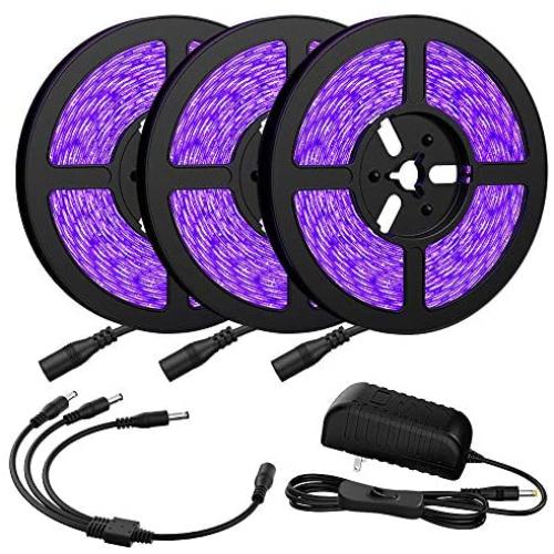 Onforu 49.2ft LED Black Light Strip, 15m Flexible UV Strip Light with 2835 900LEDs, 12V Blacklight Ribbon, Rope Black Light for Glow Party, Room Decor, Ultraviolet Light Poster, Paint, Aquarium