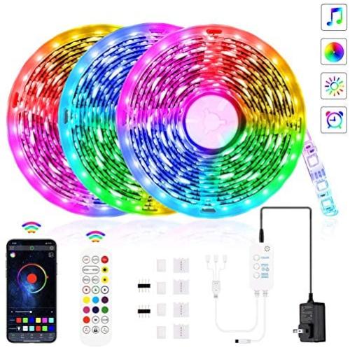 Led Strip Lights Flexible Led Light Strips Color Changing Music Sync RGB Rope Light 39.42 Feet with Remote Led Lights for Bedroom Room Home Kitchen TV