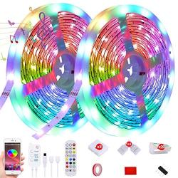 65.6ft Led Strip Lights Music Sync Color Changing 5050 RGB LED Light Strips Kit, Sensitive Built-in Mic,App Control with Remote for Bedroom Home Kitchen TV Party