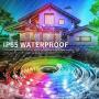 Led Strip Lights 32.8ft, XYUAN Waterproof RGB Flexible Lights 5050 SMD 300 LEDs with 44 Keys IR Remote, 12V Power Supply, Halloween Color Changing Tape Light for Bedroom, Home, Party, DIY Decoration