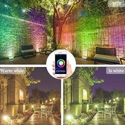 LED Flood Light Outdoor Smart Floodlights RGBCW Dimmable Color Changing，LED Stage Landscape Lights，16 Million Colors& Timing & Music Sync, Apple White, IP66 (1pack)