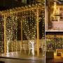 SUNNEST Window Curtain String Light 300 LED 8 Lighting Modes Fairy Lights Remote Control USB Powered Waterproof Lights for Christmas Bedroom Party Wedding Home Garden Wall Decorations,(Warm White)