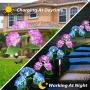 Solar Lights Outdoor Decorative - 2 Pack Hydrangea Solar Garden Stake Lights Waterproof and Realistic LED Flowers Powered Outdoor In-Ground Lights for Garden Lawn Patio Backyard (Purple)