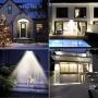 Solar Motion Sensor Lights Outdoor 46 LEDs 1100lm 4500mAh Aluminum Alloy IP65 Waterproof Led Security Outdoor Lights for House Garden, Driveway, Yard, Deck, Fence Post-Warm White