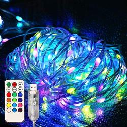 Aluan Fairy Lights 12 Modes 12 Colors Changing Christmas Lights with Remote & Timer, 100 LED 39.4ft USB Powered String Lights Clear PVC Wire Twinkle Lights Decor for Bedroom, Wedding, Halloween Indoor