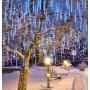 Joiedomi Christmas Meteor Shower Lights Falling Rain Drop Icicle String Lights 540 LEDs 10 Tube 50cm for Christmas Holiday Party Home Patio Outdoor Decoration (Blue)