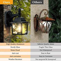 Dusk to Dawn Sensor Outdoor Wall Lanterns 2 Pack, 750 Lumen LED Bulbs Included, Exterior Light Fixtures Wall Mount, Anti-Rust Aluminum Waterproof Porch Light with Clear Glass for Entryway Garage Patio