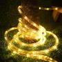 33ft LED Rope Lights,110V 2 Wire Connectable Christmas Rope Lights Outdoor,240 LED Waterproof Indoor Outdoor Warm Rope Lights for Deck, Patio, Pool, Camping, Landscape Lighting (Warm White)