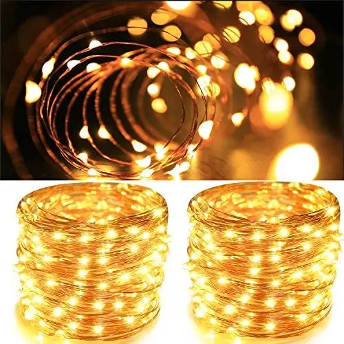 Aluan Fairy Lights 2 Pack 100 LED 33 FT Copper Wire Christmas Lights USB & Battery Powered Waterproof LED String Lights with 8 Modes for Indoor Outdoor Bedroom Wedding Party Patio Decor, Warm White Aluan Fairy Lights 2 Pack 100 LED 33 FT Copper Wire Christmas Lights USB & Battery Powered Waterproof LED String Lights with 8 Modes for Indoor Outdoor Bedroom Wedding Party Patio Decor, Warm White