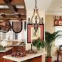 DOCHEER Vintage Rustic Wooden Chandelier 3-Light Retro Wood Metal Chandeliers Pendant Lamp Fixture Lighting for Kitchen Island, Dining Room Lighting