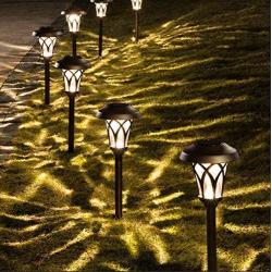 GIGALUMI Solar Pathway Lights 6 Pack, Solar Landscape Lights Warm White, Super Bright High Lumen Waterproof Metal Automatic Solar Yard Lights for Path, Garden, Lawn, Patio and Walkway