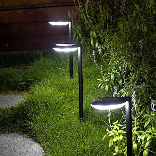 Outdoor Solar Path Lights Waterproof Landscape Pathway Light with 6 White LEDs Garden Lighting Decorative for Patio Driveway Backyard (Black-4 Pack)