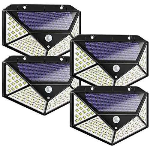 LED Solar Lights Outdoor, Motion Sensor Solar Lights Outdoor Wireless IP 65 Waterproof,Solar Security Lights with 3 Switch Modes for Garden Fence Patio Garage,Driveway(4 pcs)