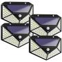 LED Solar Lights Outdoor, Motion Sensor Solar Lights Outdoor Wireless IP 65 Waterproof,Solar Security Lights with 3 Switch Modes for Garden Fence Patio Garage,Driveway(4 pcs)