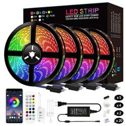 LED Strip Lights, Mixi 65.6ft 600 Lights Waterproof LED Light Strips Color Changing 5050 RGB with Bluetooth Music Sync App Remote Controller, Wall Lights, Rope Lights, Bedroom Decor