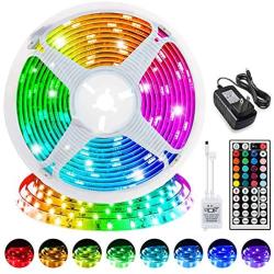 LED Strip Lights, 16.4ft RGB LED Lights Strip 5050 LED Tape Lights,Color Changing Flexible LED Strip Lights with 44 Keys IR Remote for Home Lighting Kitchen Bed Bar Led Lights DIY Home Decoration