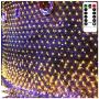 100 Led Net Curtain Fairy Light String Warm White Battery Powered, 8 Modes Remote Timer Dimmable Garden Patio Mesh Lighting for Bush Deck Fence Wall Party Wedding Christmas Decor (4.9ft x 4.9ft)