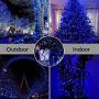 Outdoor Christmas String Lights 105ft 320 LEDs 8 Modes Memory Function Waterproof End to End Expandable Halloween Decorations Fairy Lights for Patio Home Tree Wall Party Wedding UL 588 Approve (Blue)