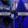 Outdoor Christmas String Lights 105ft 320 LEDs 8 Modes Memory Function Waterproof End to End Expandable Halloween Decorations Fairy Lights for Patio Home Tree Wall Party Wedding UL 588 Approve (Blue)