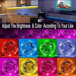 LED Light Strips with Remote Music Sync, Smart LED Strip Lights for Bedroom,Color Changing RGB LED Strips for Desk, Dorm, Under The Cabinet, TVs,Rooms with 44 Keys Remote Mic Control