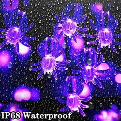 Halloween Decoration String Lights 8 Modes, 13.1Ft 40 LEDs Horror-Shaped Lights with Remote Control IP68 Waterproof Battery Operated Purple Halloween Lights for Outdoor & Indoor - 2 Packs