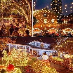 IDEAALS 2-Pack Solar String Lights Outdoor, IP65 Waterproof 200LED Outdoor Fairy Lights with 8 Modes, Twinkle Lights for Garden Yard Patio Christmas Home Party (Warm White)