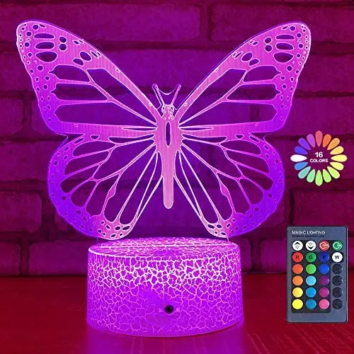 Butterfly Night Light, Birthday Gift for Girls 3D Illusion Lamp Kids Bedside Lamp with 16 Colors Changing Remote Control Butterfly Toys Girls Gifts Butterfly Night Light, Birthday Gift for Girls 3D Illusion Lamp Kids Bedside Lamp with 16 Colors Changing Remote Control Butterfly Toys Girls Gifts