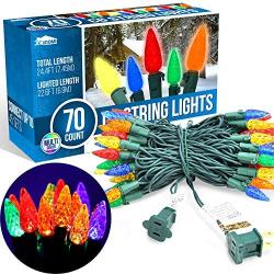 70-Counts C6 Christmas Light, 22.6 ft Multicolor Christmas Lights for Indoor or Outdoor Christmas Decorations