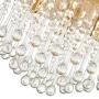 CLAXY Crystal Chandelier Brass Flush Mount Ceiling Light G9 Crystal Ceiling Light Fixture