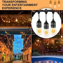 Banord LED Outdoor String Lights, 48FT Patio Lights with 2W Dimmable Edison Vintage Plastic Bulbs and Commercial Grade Weatherproof Strand - UL Listed Heavy-Duty Café Lights, Porch Market Lights