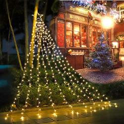 PUHONG Christmas Decoration Star Lights Outdoor,317 LED 16.4Ft Christmas Tree Toppers String Lights[8 Modes& Waterproof] for Halloween Xmas New Year Holiday Birthday(Iron) (Warm White)