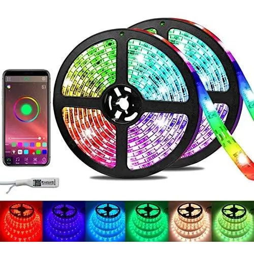 Bluetooth LED Strip Lights 32.8ft/10M App Control, ZHT Sync with Music RGB Color Changing Strip Light for Bedroom Ceiling Kitchen & TV, Rope Light 300pcs Led Waterproof IPX65, Safety Use.