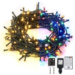 LANFU 11 Functions Dual Color Outdoor Christmas Lights 20M 200 LED Outdoor String Lights for Patio Garden Tree Gazebo Living Room Bedroom Wedding Party Decoration (Warm White Multicolor Voice Control)