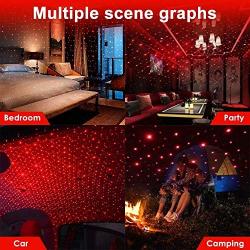 USB Star Projector Night Light, LEDCARE Car Roof Lights, Portable Adjustable Romantic Violet Blue Interior Car Lights, Portable USB Night Light Decorations for Car, Ceiling, Bedroom (Red)