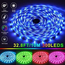 LED Strip Lights 32.8ft, Color Changing Strip Lights with 44 Key IR Remote, SMD 5050 RGB LED Strips with 12V Power Supply, Flexible LED Tape Lights for Bedroom Home Bar Party Christmas DIY Decoration