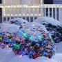 JMEXSUSS Solar Net Mesh String Lights Outdoor Waterproof Lights, 8 Modes Remote Control Waterproof Solar Net Lights Outdoor Green Wire 9.8ft x 6.6ft 320 LED Mesh Lights（Mulit Color）