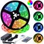 LED Strip Lights, HengBo 16.4ft 5m Waterproof RGB Color Changing Rope Lighting, SMD 5050 Flexible Tape Lights with 44 Key IR Remote Controller Power Supply for Bedroom, Kitchen