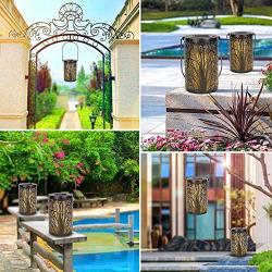 Solar Lantern Outdoor Lights for Decorative Atmosphere Hanging Garden Lantern Cylindrical Table Lamp Night Light Warm Lighting for Courtyard, Party, Walkway,Terrace, Garden, Lawn (2 Pack)
