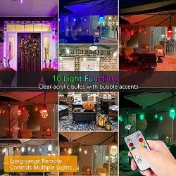 HueLiv Outdoor Color Patio Lights 49ft, Vintage Warm White & RGB Colored LED String Lights, 15+2 Premium Impact Resistant Plug-in Bulbs, Commercial Grade Café Light