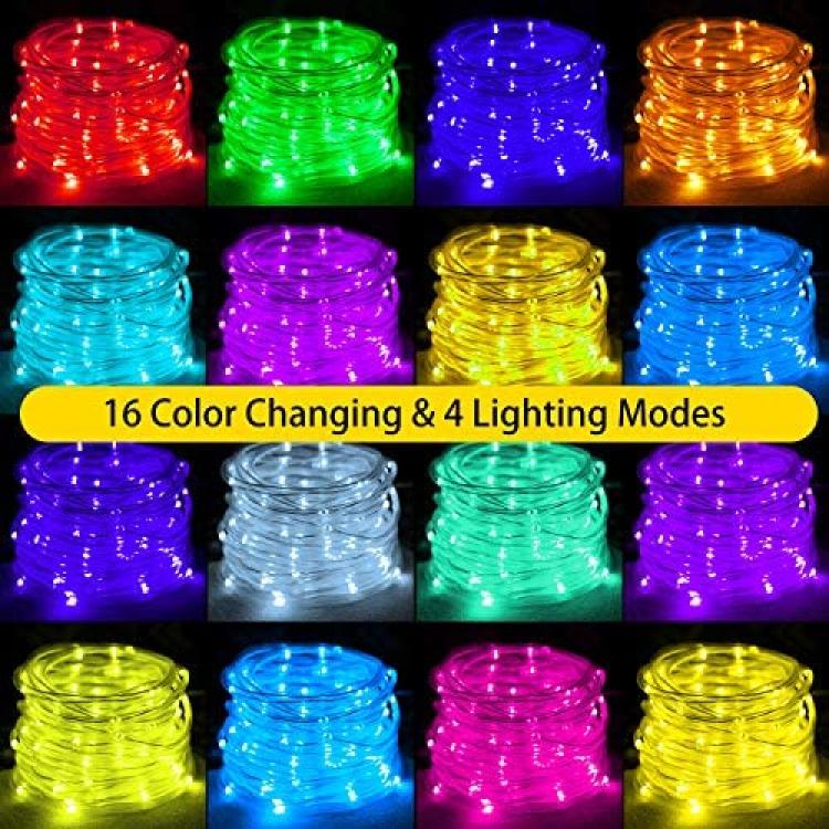 Led Rope Lights Outdoor Battery 100 LEDs 33ft RGB 16color USB or