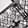 Maxax Crystal Chandeliers 4 Lights Rectangular Island Dining Room Lighting Fixtures Hanging Chandelier Pendant Light for Living Room, Kitchen Island, Bar, Dinning Room, Black Finish