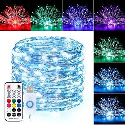 GLODD Fairy String Lights Waterproof 33FT 100LEDs String Lights with RF Remote USB Plug for Bedroom Wedding Halloween Christmas Thanksgiving Backyard Porch Party